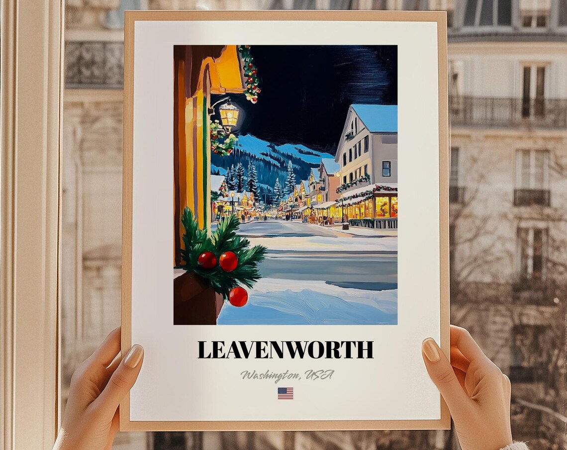 Leavenworth Washington Usa Christmas Town Wall Art Print Poster Gift