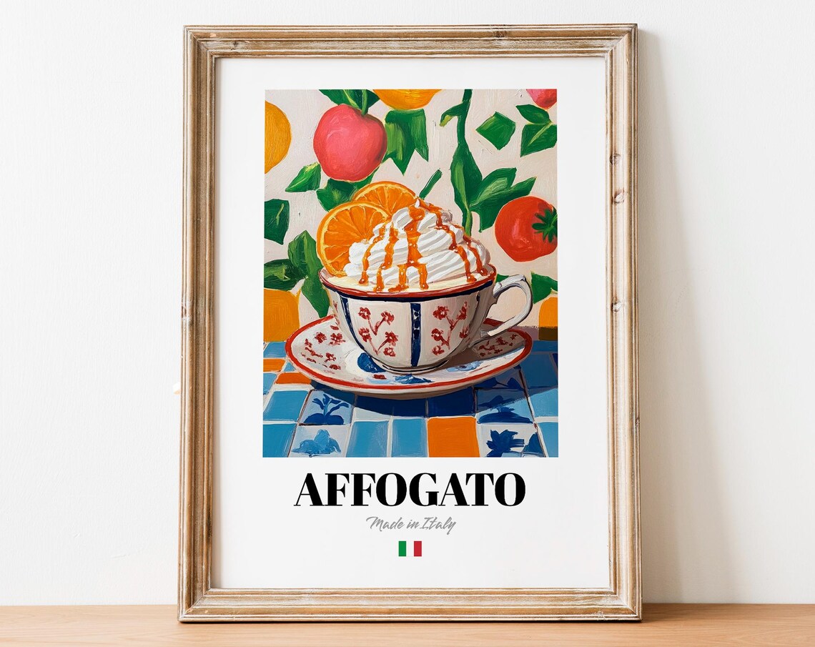 Affogato Wall Art Print Poster Italian Dessert Coffee Artwork For Kitchens