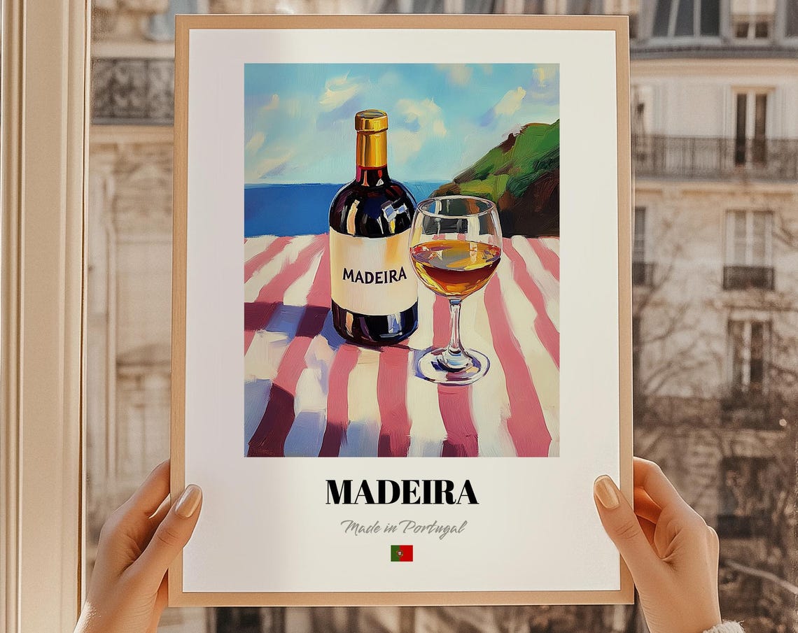 Madeira Portuguese Fortified Wine Seaside Table Scene Poster