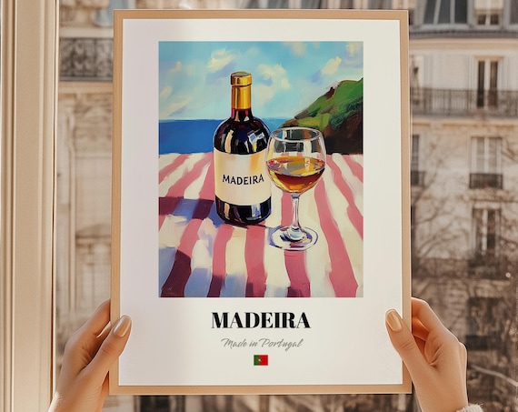 Madeira Portuguese Wine Poster Portugal Bar Dcor Wall Art Friend Dining Room