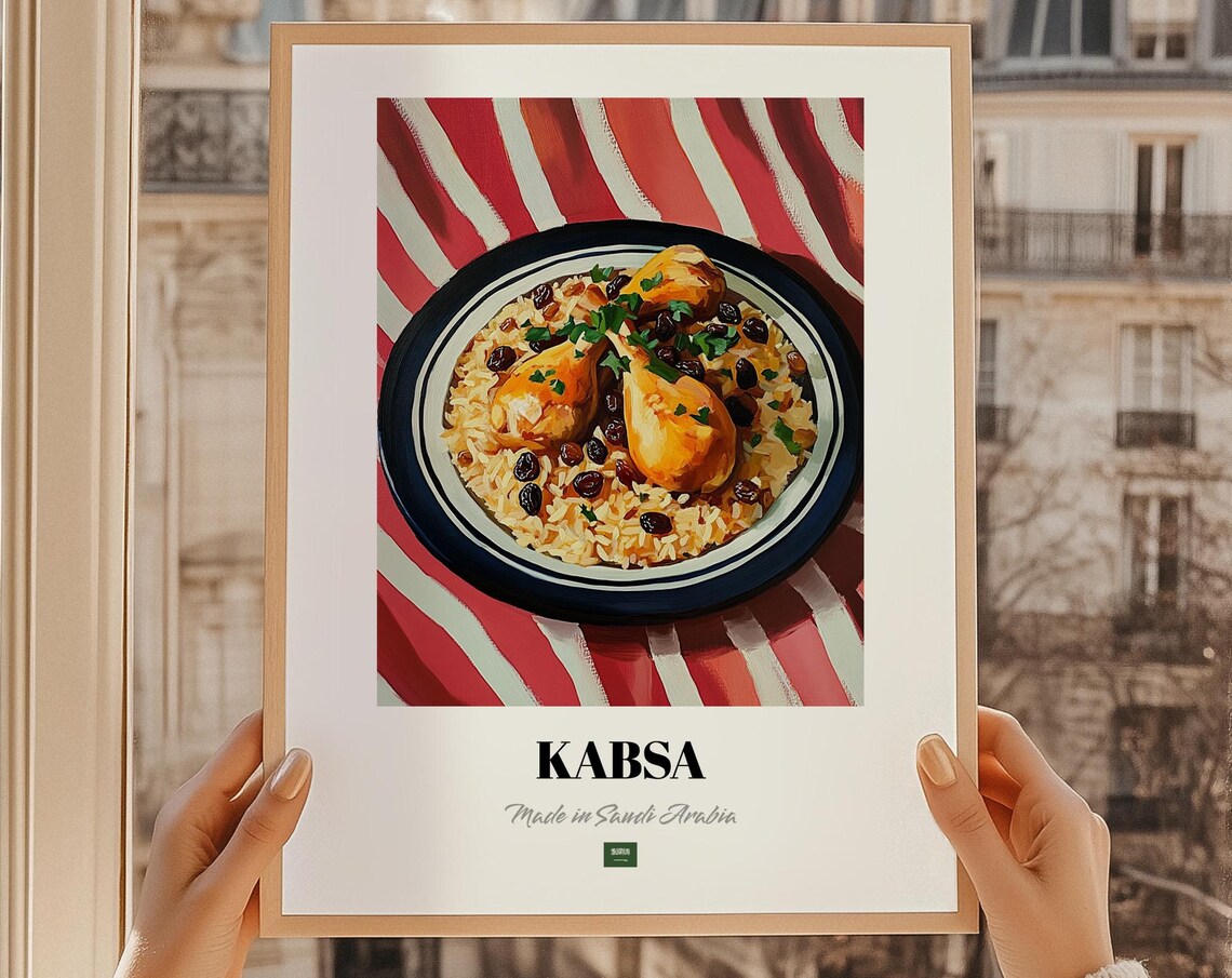 Kabsa Saudi Rice and Chicken Dish Painting Kitchen Food Wall Art