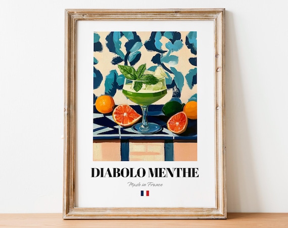 French Diabolo Menthe Art Print Poster Refreshing Drink Artwork For Cafs And Bars