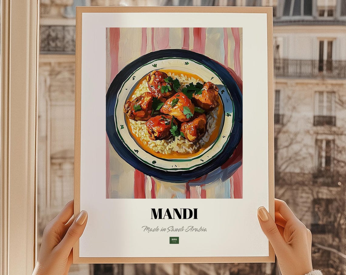 Mandi Made in Saudi Arabia Painted Chicken Rice Cuisine Food Poster