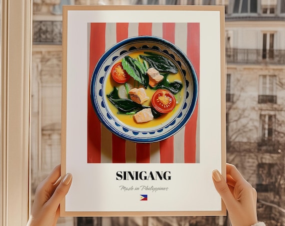 Sinigang Filipino Sour Soup Pork Tomato Food Illustration Kitchen Art Poster