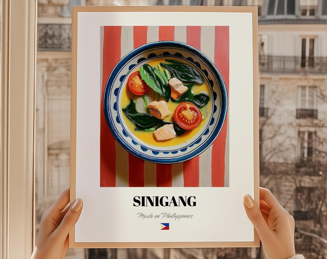 Sinigang Filipino Sour Soup Pork Tomato Food Illustration Kitchen Art Poster