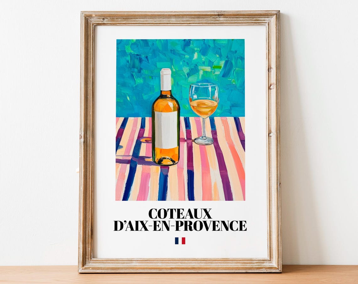 Coteaux d'Aix-en-Provence French Rose Wine Still Life Art Poster