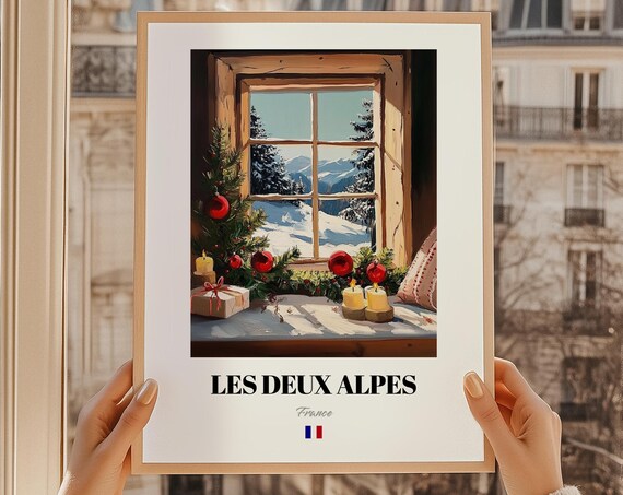 Les Deux Alpes France Ski Resort Wall Art Print Poster Christmas Gift