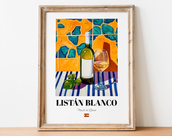 Listn Blanco Wine Wall Art Print Poster Crisp White Artwork For Kitchens