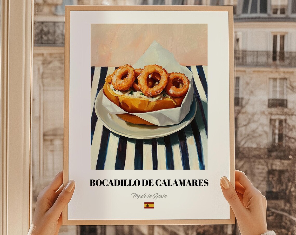 Bocadillo De Calamares Spanish Food Print Mothers Day Brunch Ideas For A Chef Drinks Snack Bar Kitchen Poster