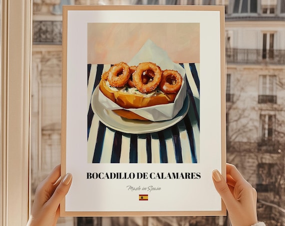 Bocadillo De Calamares Spanish Food Print Mothers Day Brunch Ideas For A Chef Drinks Snack Bar Kitchen Poster