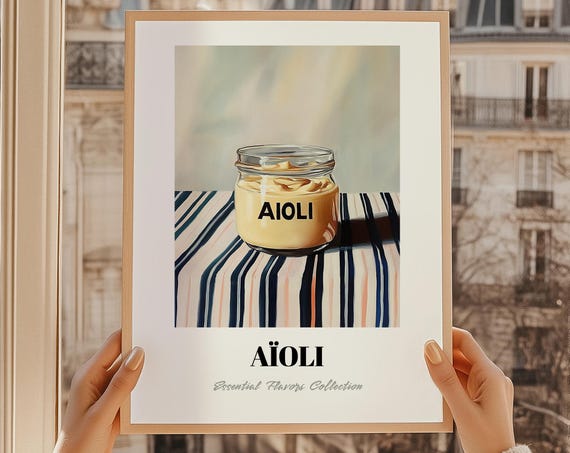 Aioli Grocery Wall Art Diy Pantry Print Chef Gift Restaurant Decor Kitchen