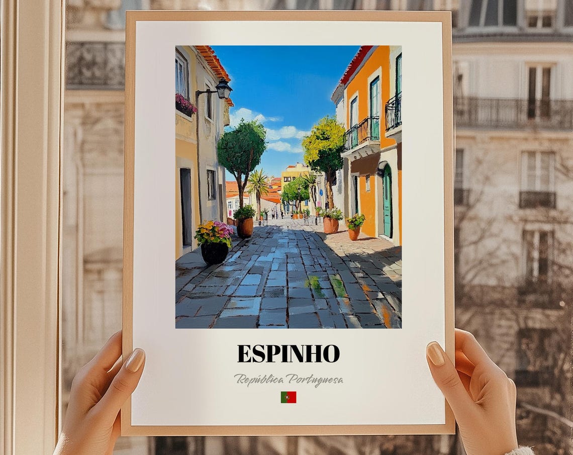 Espinho Repblica Portuguesa Portugal Wall Art Print Of An Oil Painting Reproduction Friend Gift Bedroom Decor