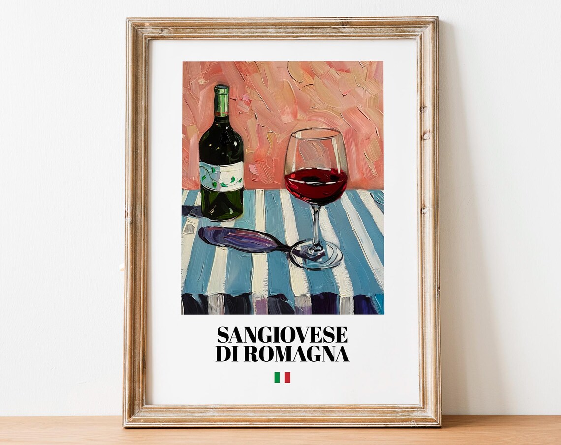 Italian Sangiovese Art Print Poster Vineyard Artwork For Bars And Cafs