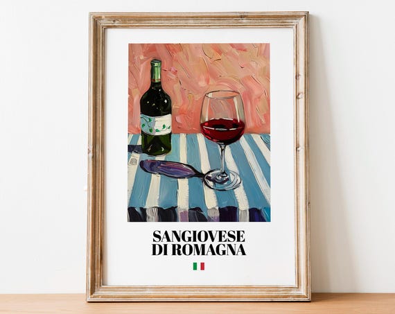 Sangiovese Di Romagna Pink Striped Table Wine Art Home Poster