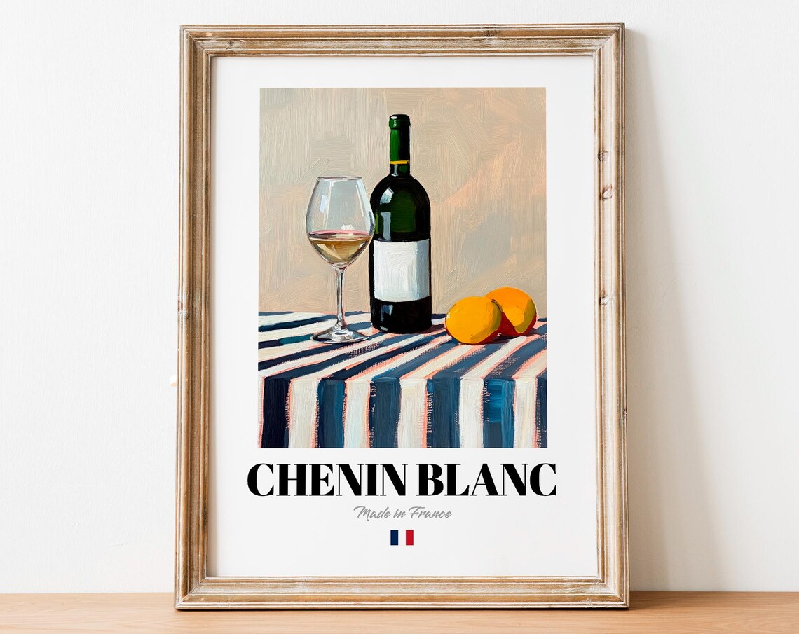 French Chenin Blanc Art Print Poster Loire Valley Wine Artwork For Bars And Restaurants
