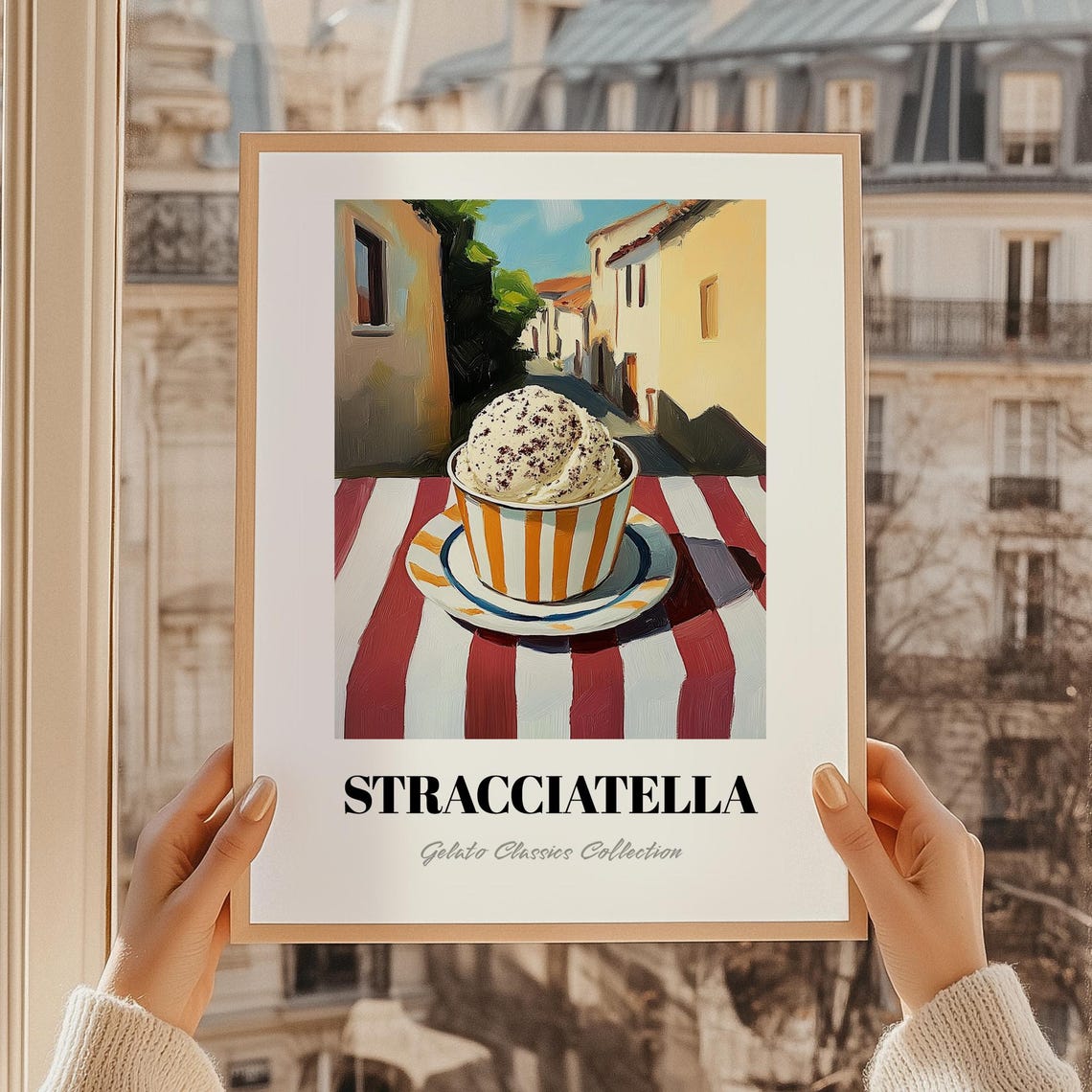 Stracciatella Italian Gelato Print Food Art Dining Room Bar Sign