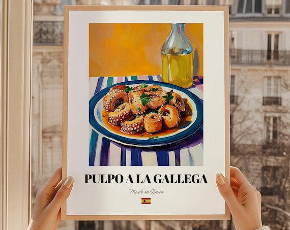 Pulpo A La Gallega Spanish Food Wall Art Dinner Menu Drinks Snack Bar Dining Room Poster