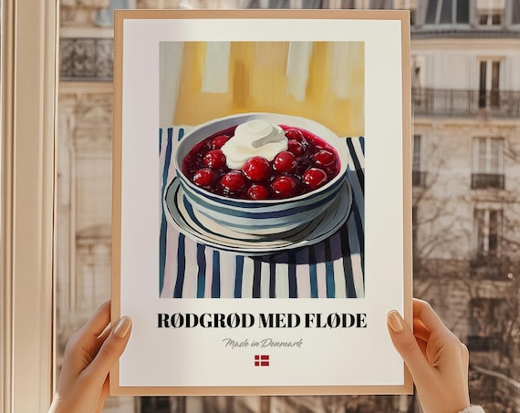 Rodgrod Med Flode, Danish Cuisine Dessert Art Print
