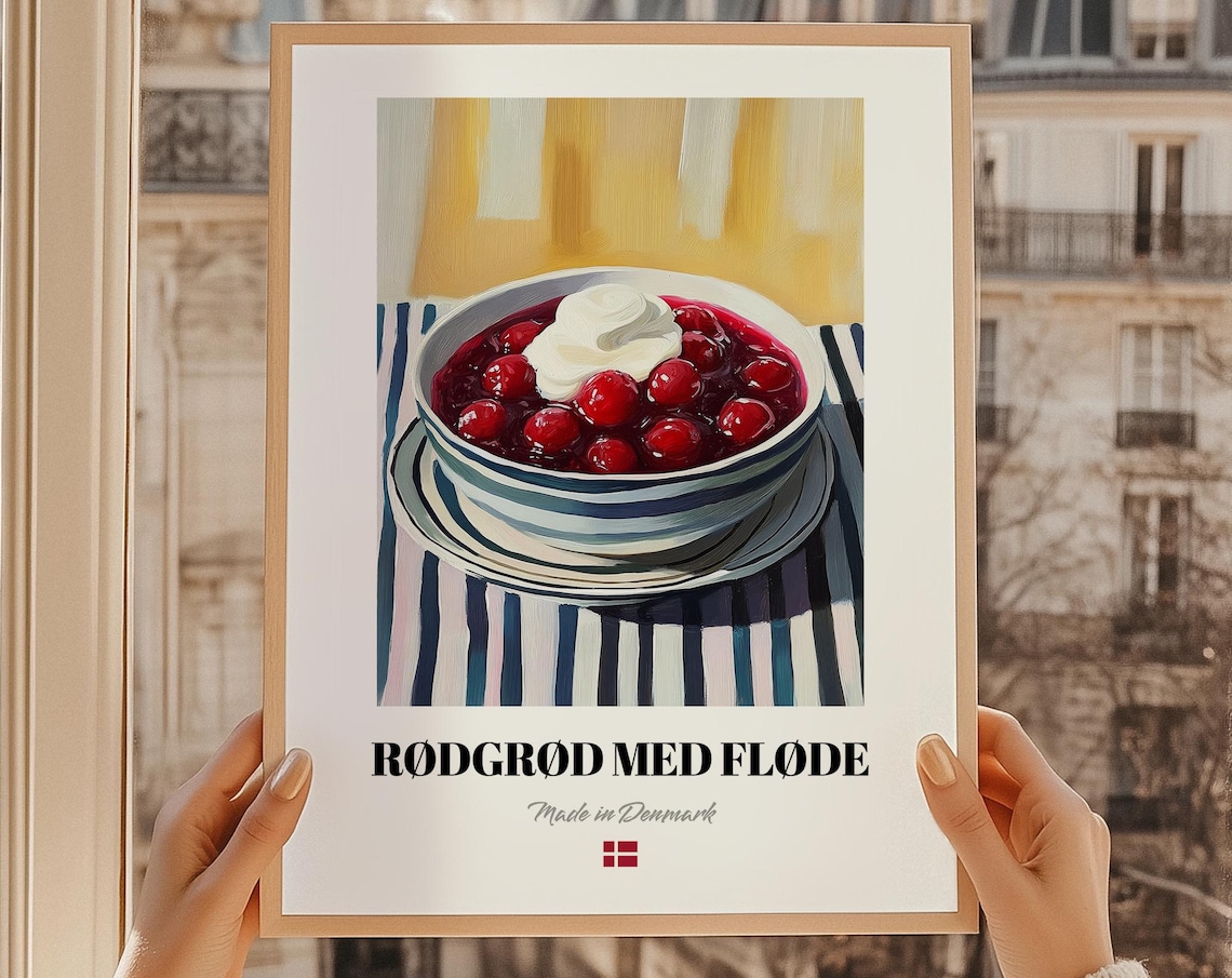 Rodgrod Med Flode, Danish Cuisine Dessert Art Print