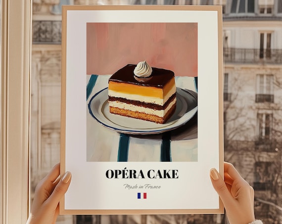 Opra Cake French Dessert Painting Recipe Cards Happy Hour Menu Opera Dining Room Poster
