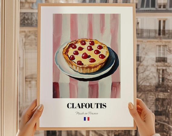 Clafoutis French Cherry Tart Painting Kitchen Art Print France Dessert