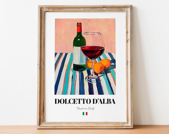 Italian Dolcetto Art Print Poster Vineyard Artwork For Bars And Cafs