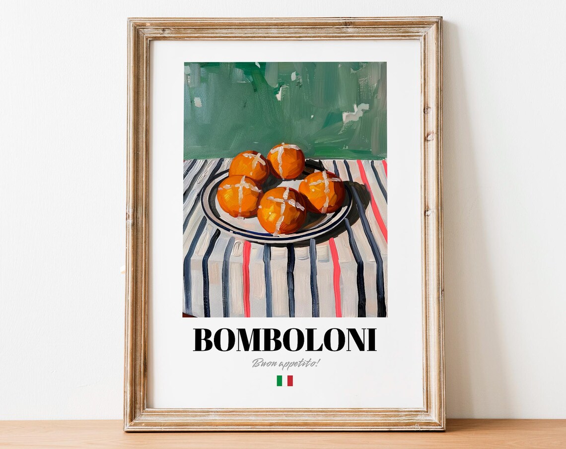 Bomboloni Italian Filled Doughnut Oil Painting Food Art Poster