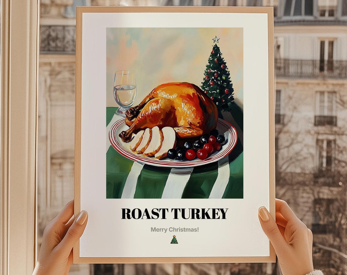Golden Roast Turkey Christmas Dinner Holiday Feast Food Art Poster