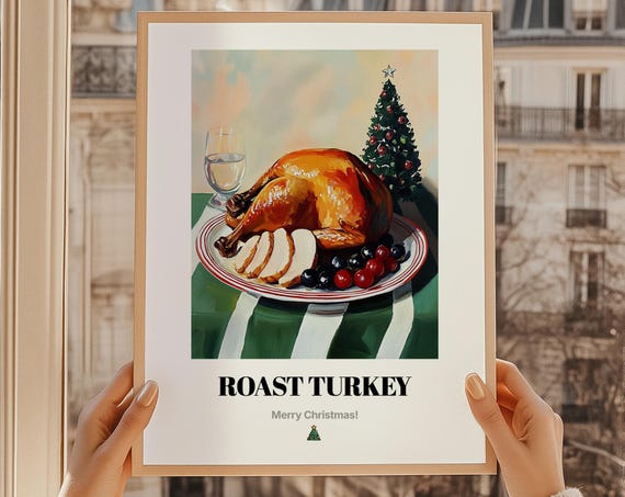 Golden Roast Turkey Christmas Dinner Holiday Feast Food Art Poster