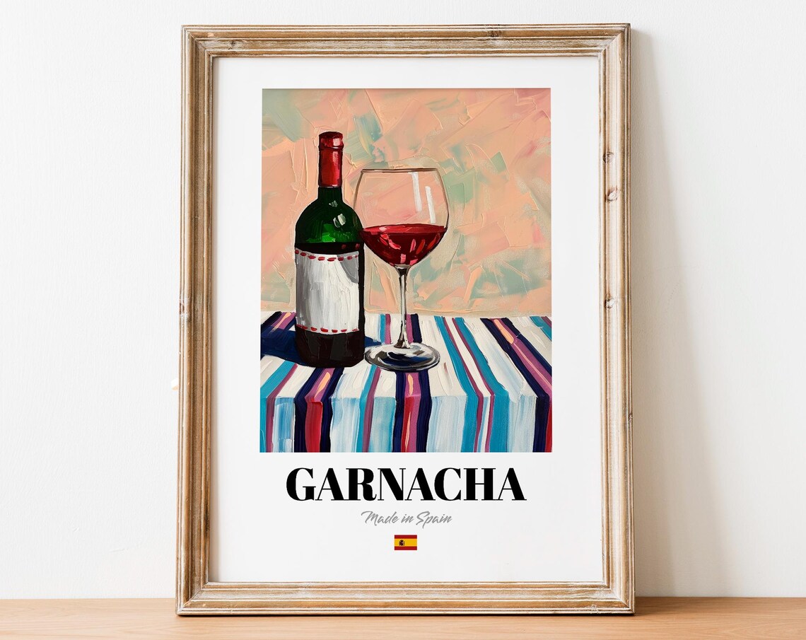 Vintage Garnacha Bottle Print Poster Wine Art For Homes
