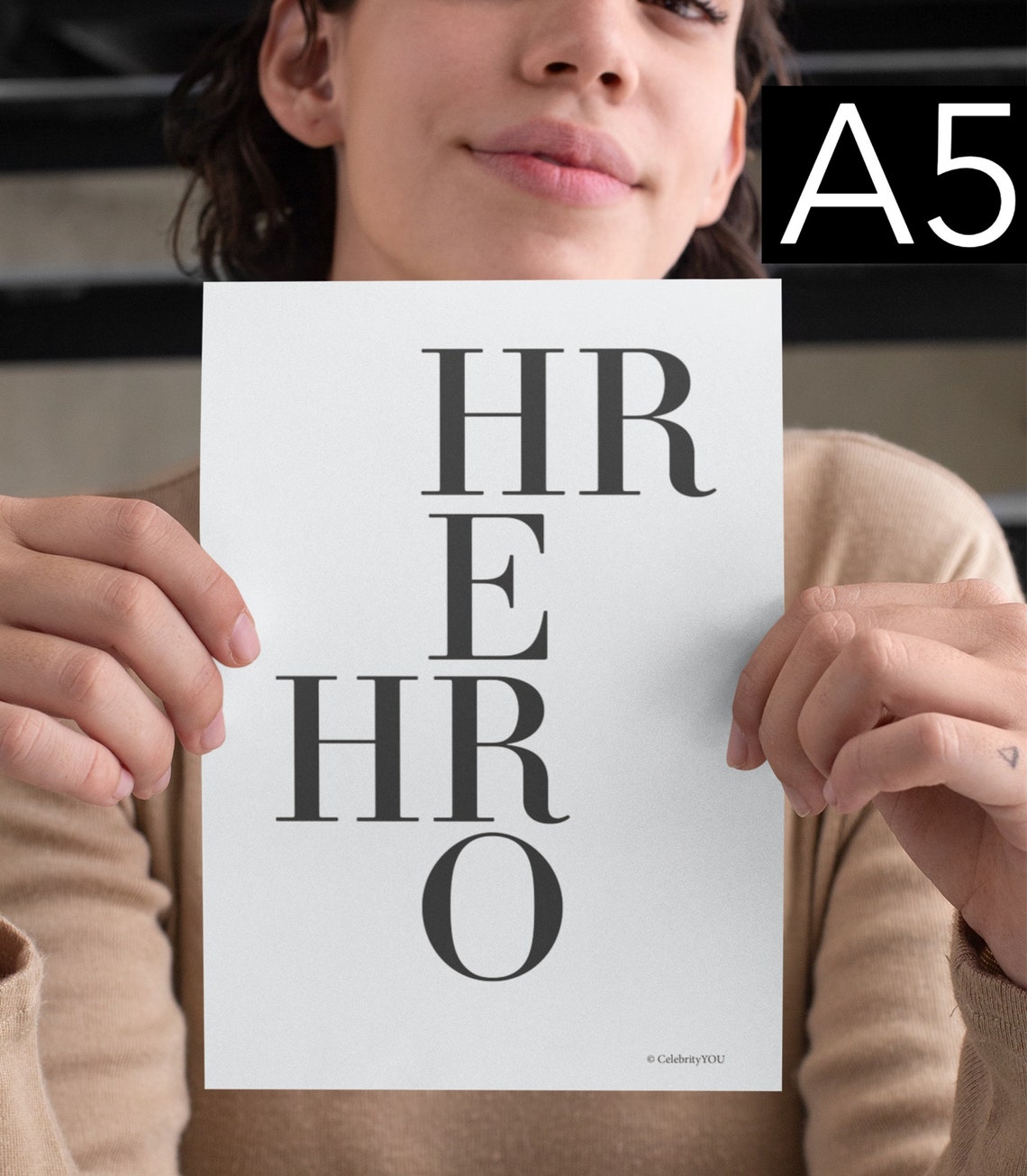 HR Hero Bold Stacked Lettering Human Resources Gift Wall Art - Image 2