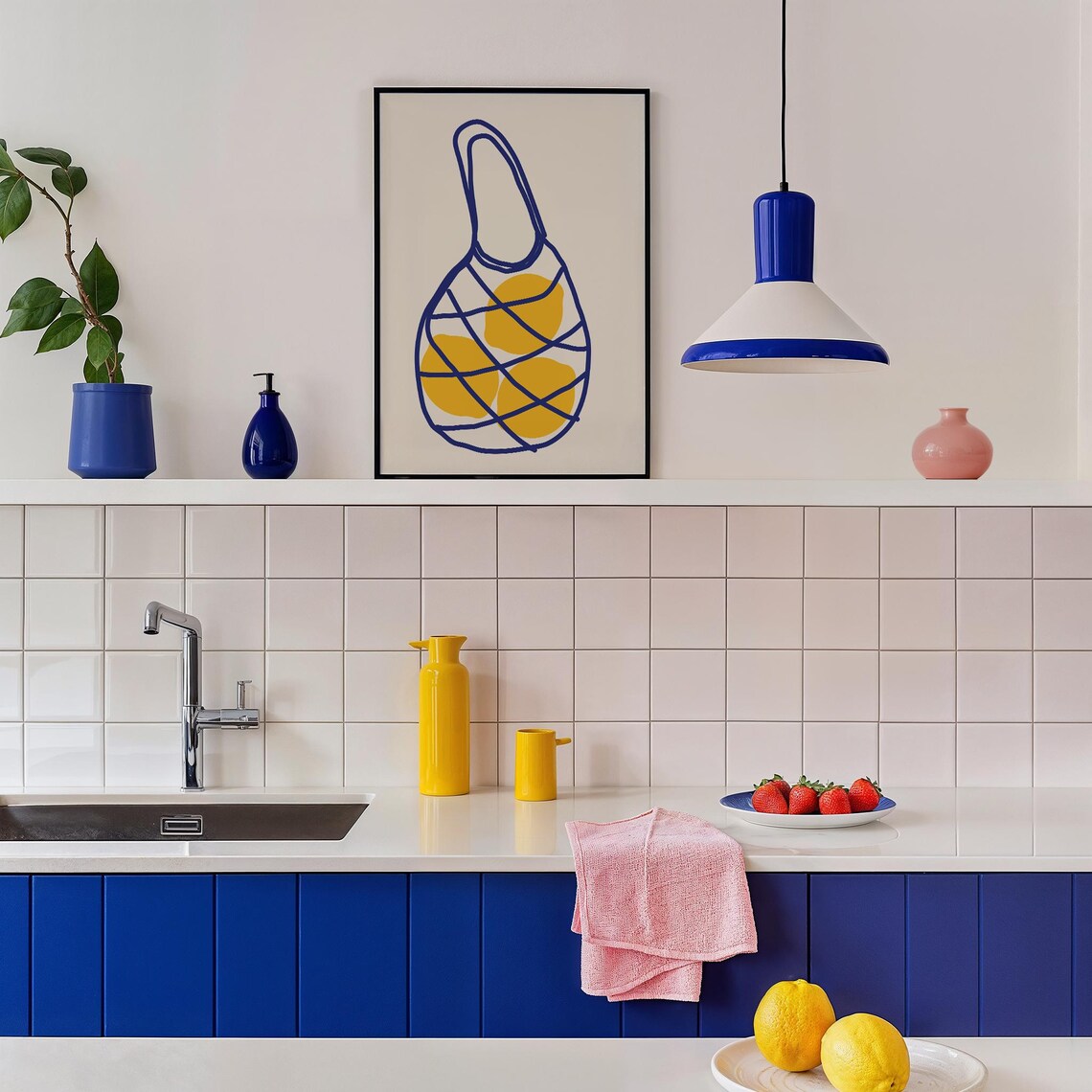 Citrons Poster Kitchen Wall Deco Modern Print Dinning Illustration
