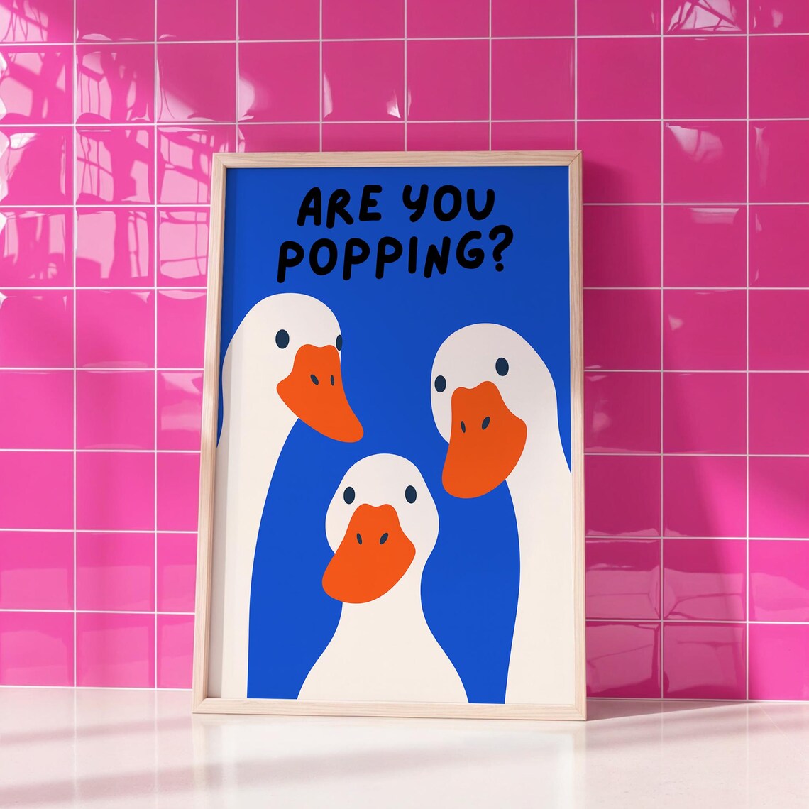 Are You Popping? Funny Bathroom Quote Art Print Set