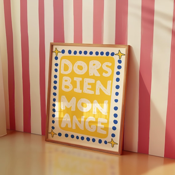 Dors Bien Mon Ange Sweet French Bedtime Nighttime Kids Quote Poster