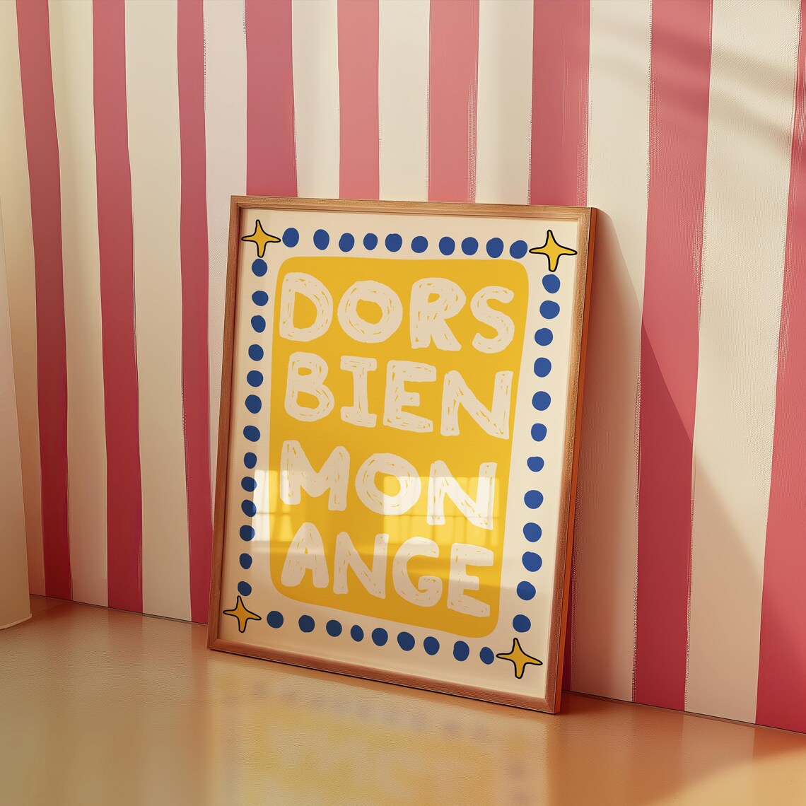 Dors Bien Mon Ange Sweet French Bedtime Nighttime Kids Quote Poster