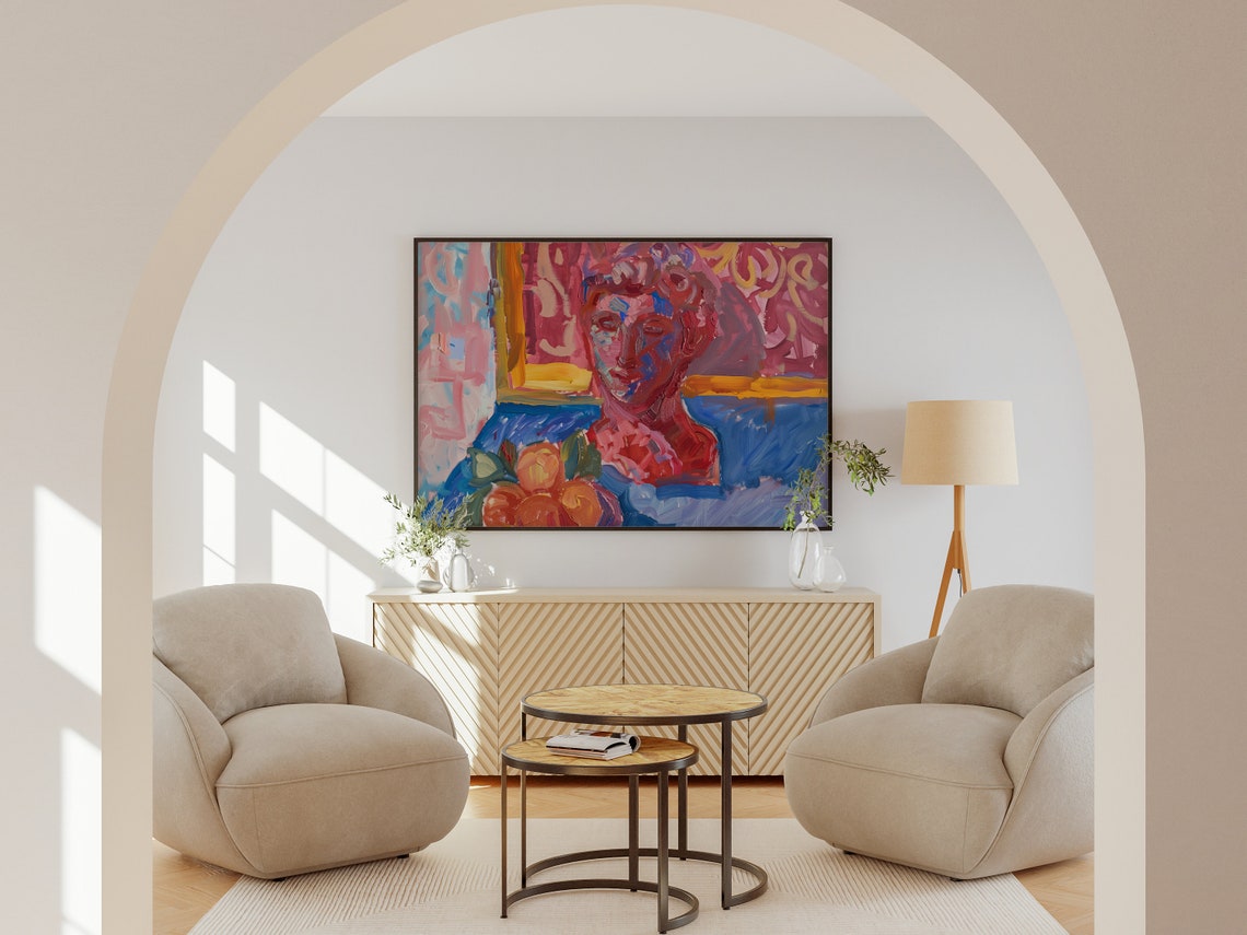 Henri Matisse Style Abstract Bust Portrait Red Blue Fauvist Poster - Image 5