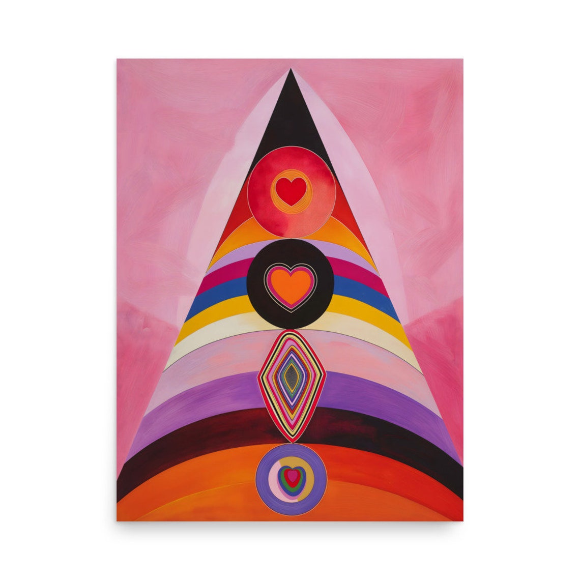 Hilma af Klint Style Geometric Heart Spire Rainbow Abstract Poster - Image 5
