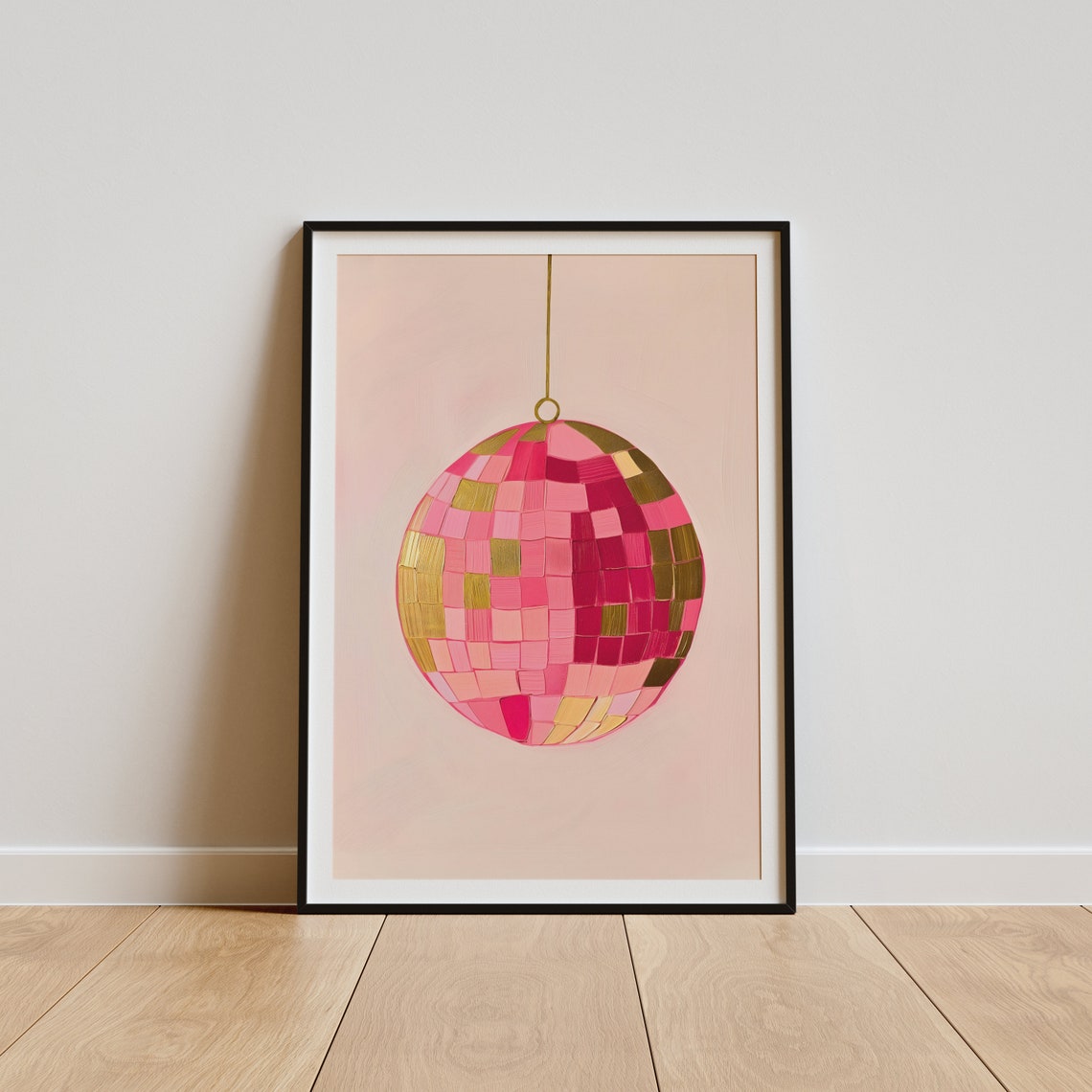 Pink Disco Ball Gold Retro Funky Mirror Ball Party Wall Poster - Image 4