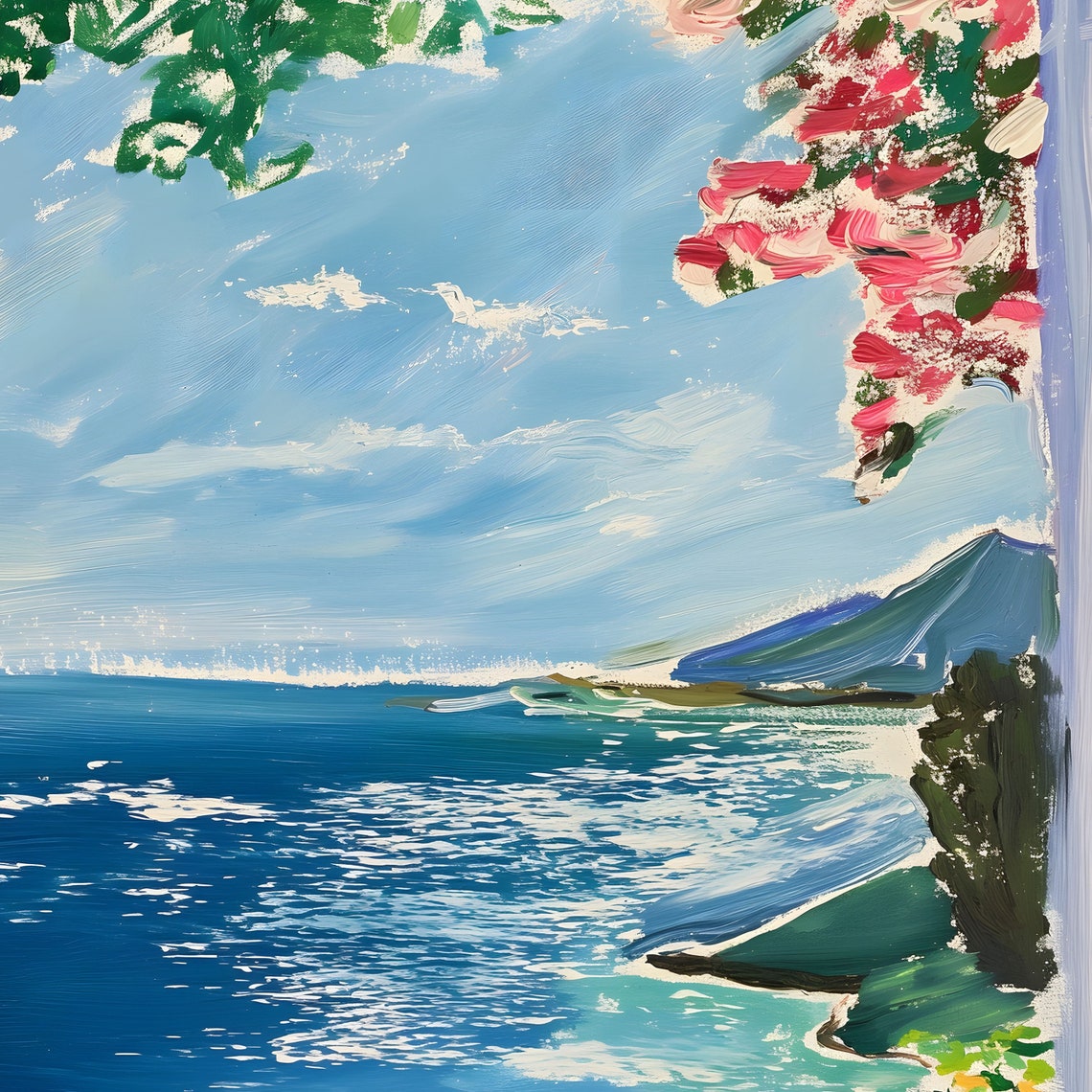 Henri Matisse Style Seaside Terrace Coffee Sparkling Sea Poster - Image 2