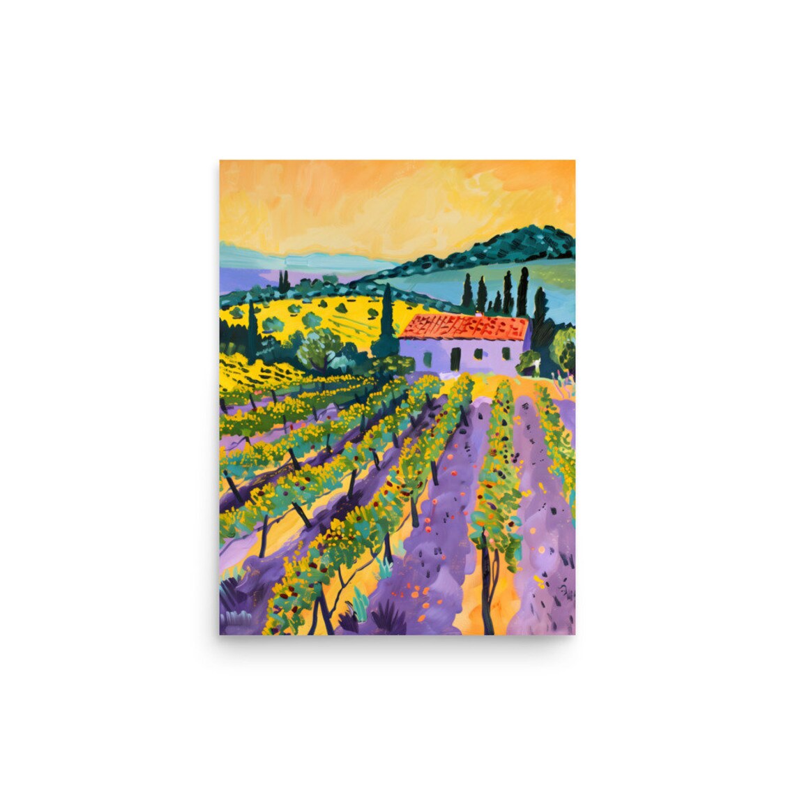 Henri Matisse Style Provence Vineyard Farmhouse Landscape Poster - Image 2