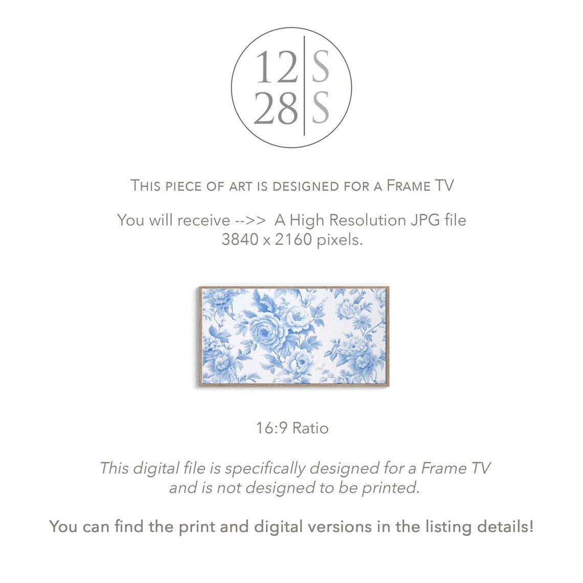 Blue Chinoiserie Pattern, Frame TV Artwork - Image 2