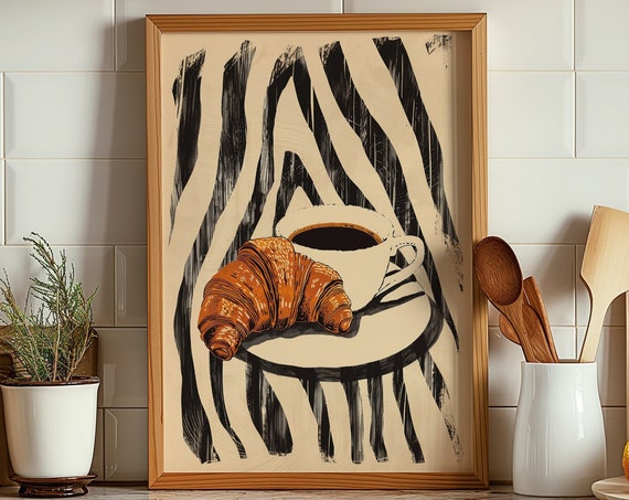Croissant Print Coffee Bar Poster Art Kitchen Prints Food