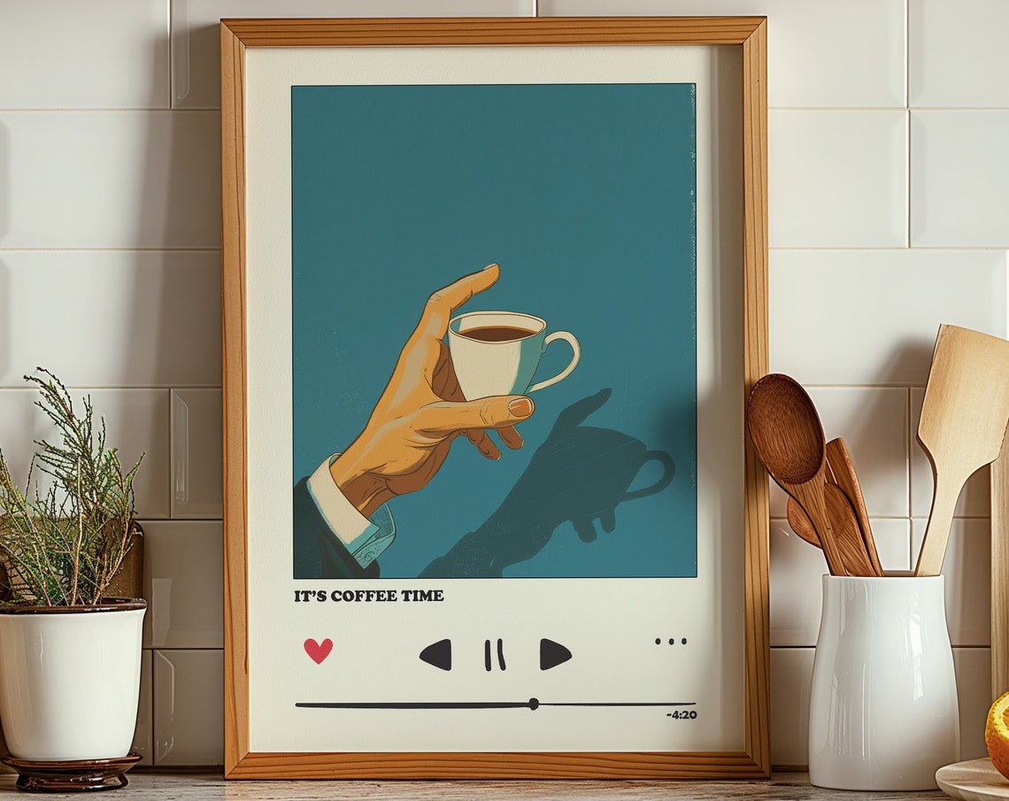 Its Coffee Time Music Player Style Retro Fun Coffee Art Poster
