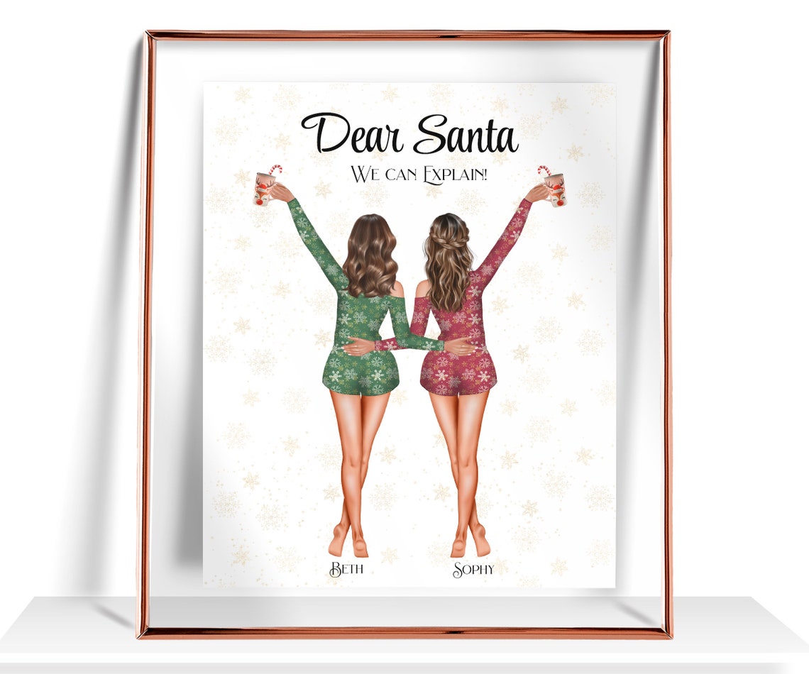 Dear Santa We Can Explain Funny Christmas Pajamas Friends Duo Print