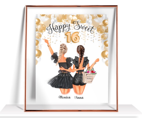 Best Friend Birthday Gifts Sweet 16 Birthday Print Personalized Birthday Gift Happy 16th Birthday Gift For Her Sister Birthday Gift