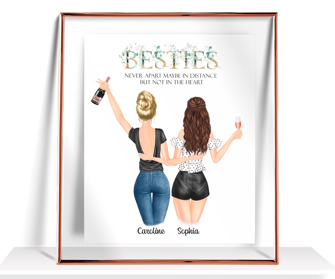Besties Never Apart in Distance But Not in Heart Friends Poster