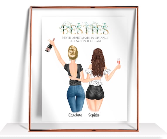 Besties Never Apart in Distance But Not in Heart Friends Poster