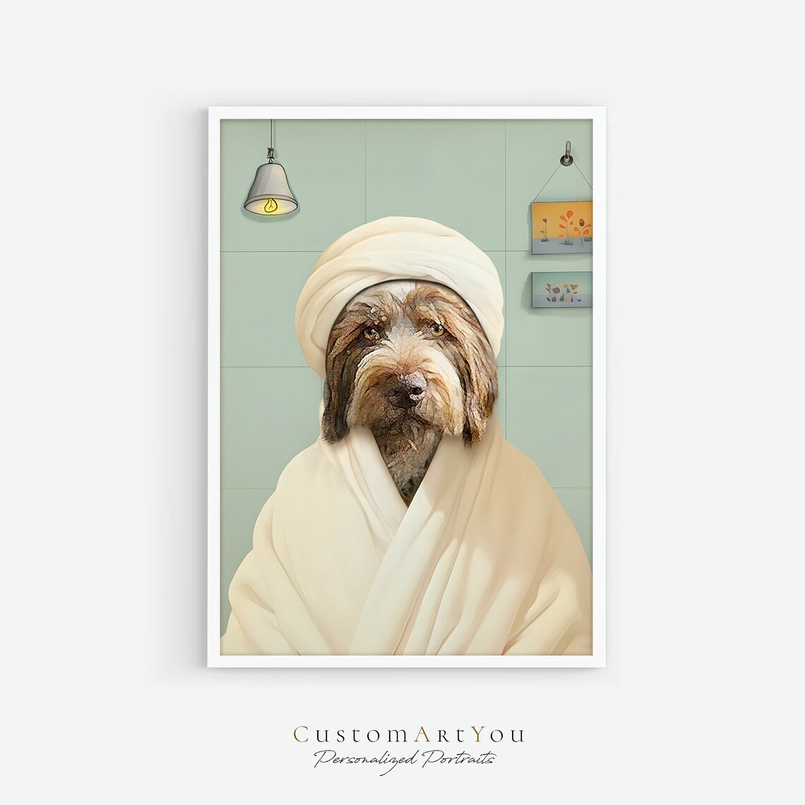 Custom Funny Dog Portrait, Bathroom Wall Art Print - Image 4