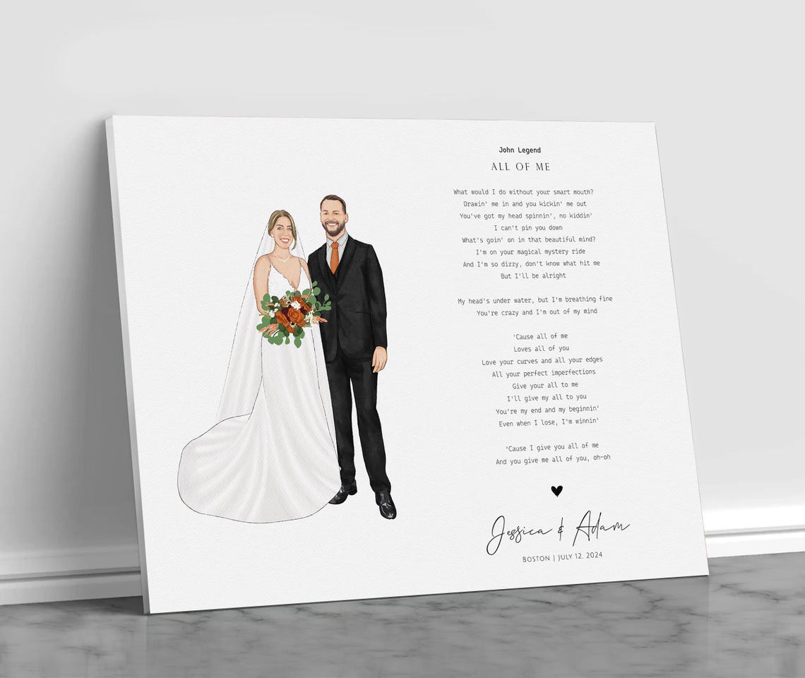 Bruno Mars Marry You Lyrics Custom Wedding Portrait Art Poster - Image 2