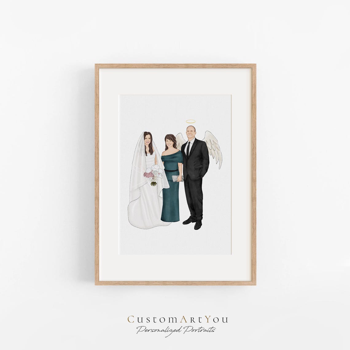 Custom Family Portrait From Photo Add Deceased Loved One To Photo Watercolor Painting Add Person To Photo Custom Illustration - Image 4